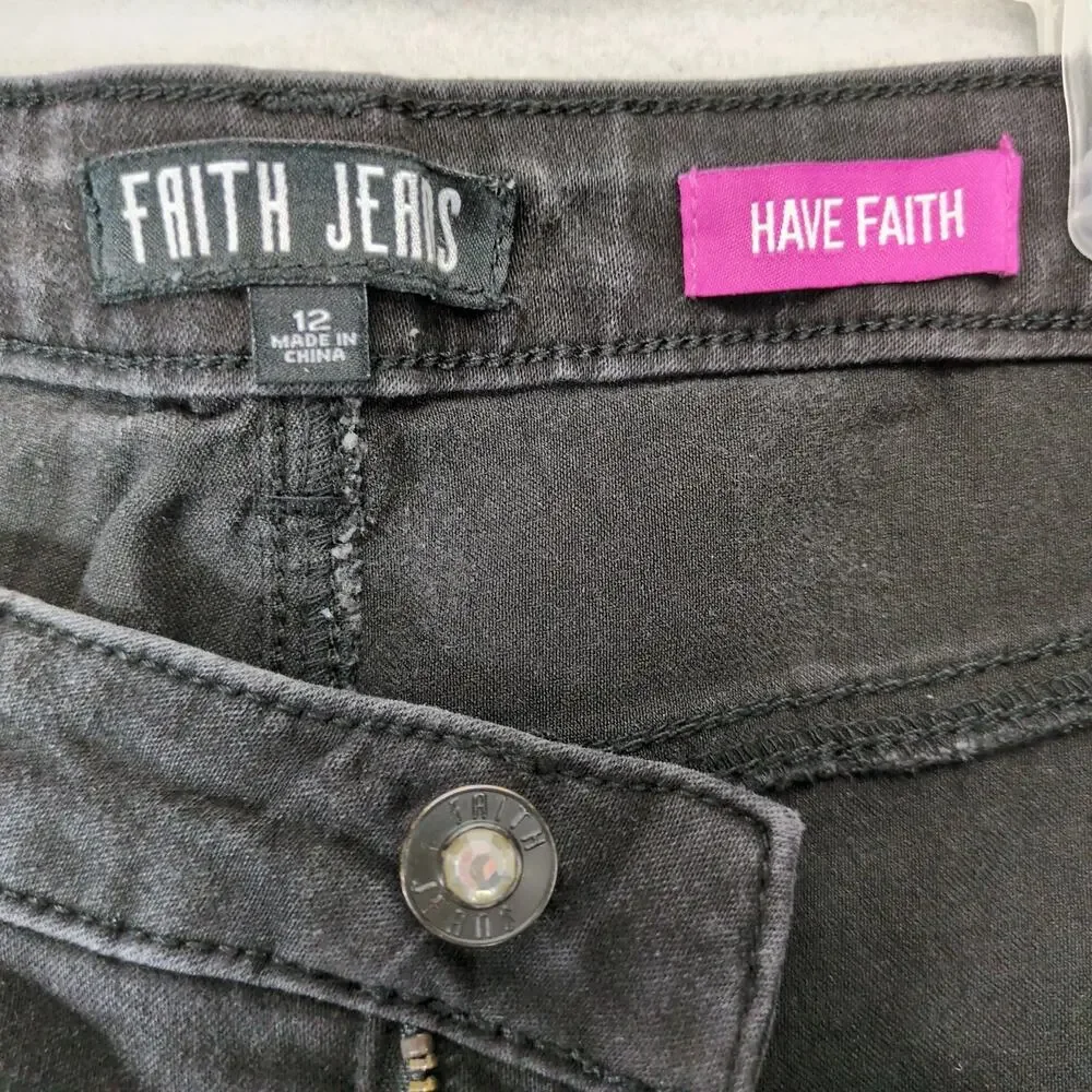 Faith Black Stretch Denim Jeans Women's 12 